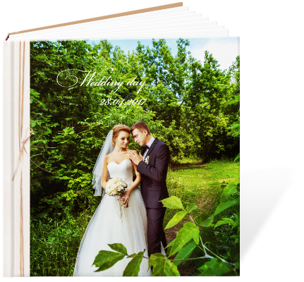 Свадебная фотокнига премиум качества - кожзам обложка, твердые страницы, химическая фотопечать
